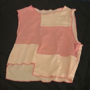 Pink and Cream Sleeveless Top